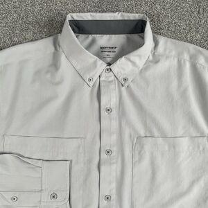 SCOTTeVEST Adventurer Travel Shirt Mens Gray Long Sleeve Multi Pocket Size XL